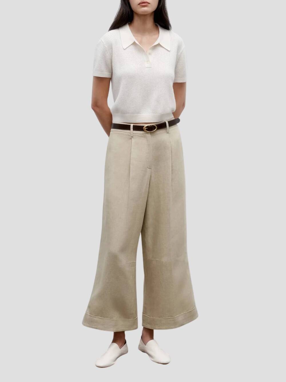 NEW TWP houston st wide leg cropped pant in safari